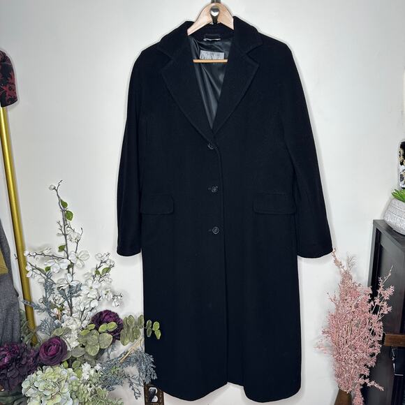 MAX MARA 100% Wool Long Overcoat Coat Black Made In Italy Sz US 8 $3,650 - Picture 2 of 7